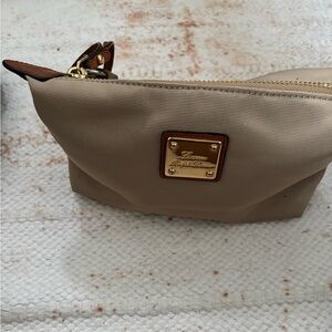 Polo Ralph Lauren Beige Wristlet Pouch Beige Leather Women's Cosmetic Bag